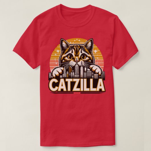 Funny Cat Catzilla T-shirt (Design voorkant)
