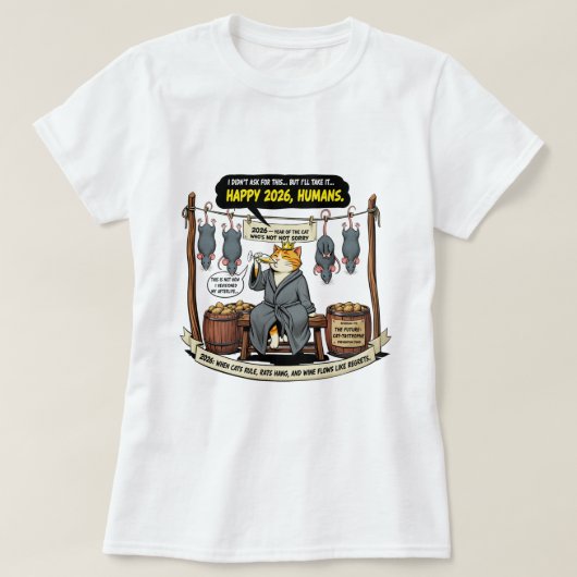 Funny cat celebrating 2026T-Shirt T-shirt (Design voorkant)
