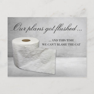 Funny Cat Change the Date Wedding Postpone Aankondigingskaart