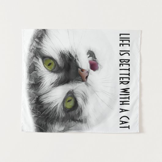 Funny Cat charming Wandkleed (Voorkant (horizontaal))