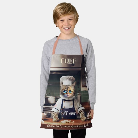 Funny Cat Chef Cateraar Schattige Schort (Gedragen)