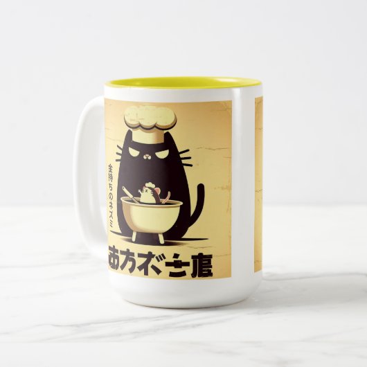 Funny Cat Chef Cooking Tweekleurige Koffiemok (Voorkant links)