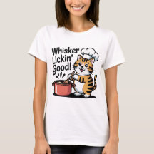 Funny Cat Chef T-shirt Koken Humor Graphic T- Shir