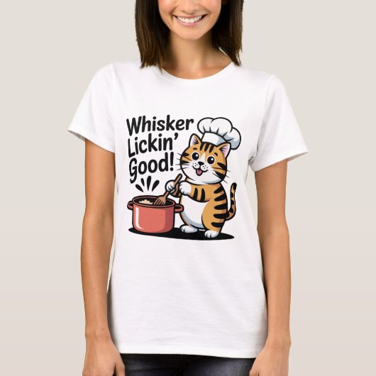 Funny Cat Chef T-shirt Koken Humor Graphic T- Shir (Voorkant)