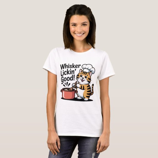 Funny Cat Chef T-shirt Koken Humor Graphic T- Shir (Voorkant volledig)