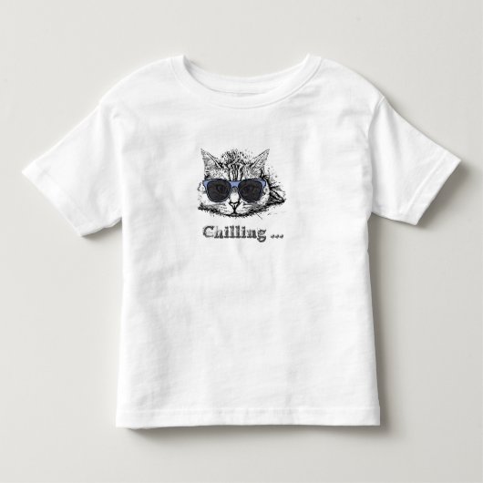 Funny Cat Chilling with Cute Sunbril Kinder Shirts (Voorkant)