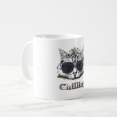 Funny Cat Chilling with Cute Sunbril Koffiemok (Voorkant links)