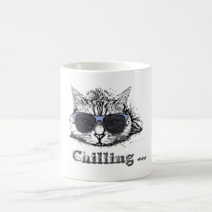 Funny Cat Chilling with Cute Sunbril Koffiemok
