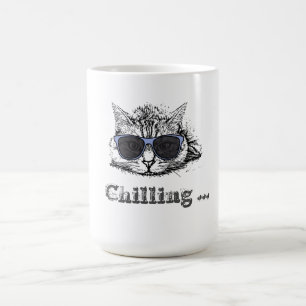 Funny Cat Chilling with Cute Sunbril Koffiemok