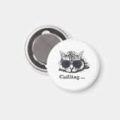 Funny Cat Chilling with Cute Sunbril Magneet (Voorkant / Achterkant)