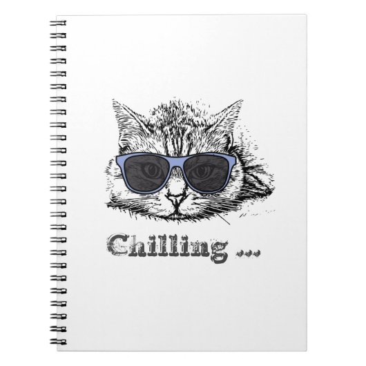 Funny Cat Chilling with Cute Sunbril Notitieboek (Voorkant)