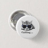 Funny Cat Chilling with Cute Sunbril Ronde Button 3,2 Cm (Voorkant /achterkant)