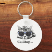Funny Cat Chilling with Cute Sunbril Sleutelhanger (Voorkant)