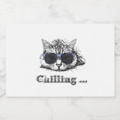 Funny Cat Chilling with Cute Sunbril Sparkling Wijnetiket (Enkel label)