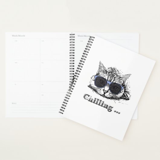 Funny Cat Chilling With Cute Sunglasses           Planner (Display)