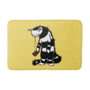 Funny Cat Chocolate Lover - Ink Drawn Drooling Cat Badmat