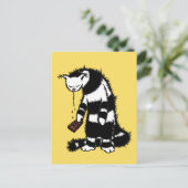 Funny Cat Chocolate Lover - Ink Drawn Drooling Cat Briefkaart (Staand voorkant)