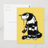 Funny Cat Chocolate Lover - Ink Drawn Drooling Cat Briefkaart (Voorkant / Achterkant)