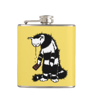 Funny Cat Chocolate Lover - Ink Drawn Drooling Cat Heupfles