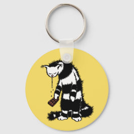 Funny Cat Chocolate Lover - Ink Drawn Drooling Cat Sleutelhanger