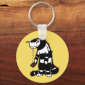 Funny Cat Chocolate Lover - Ink Drawn Drooling Cat Sleutelhanger (Voorkant)