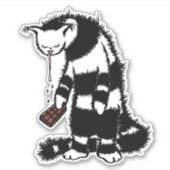 Funny Cat Chocolate Lover - Ink Drawn Drooling Cat Sticker (Voorkant)