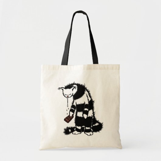 Funny Cat Chocolate Lover - Ink Drawn Drooling Cat Tote Bag (Voorkant)
