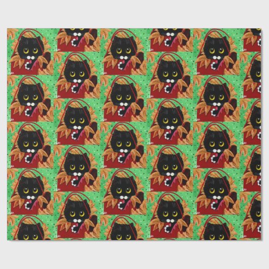 Funny Cat Christmas Art Cadeaupapier (Vlak)