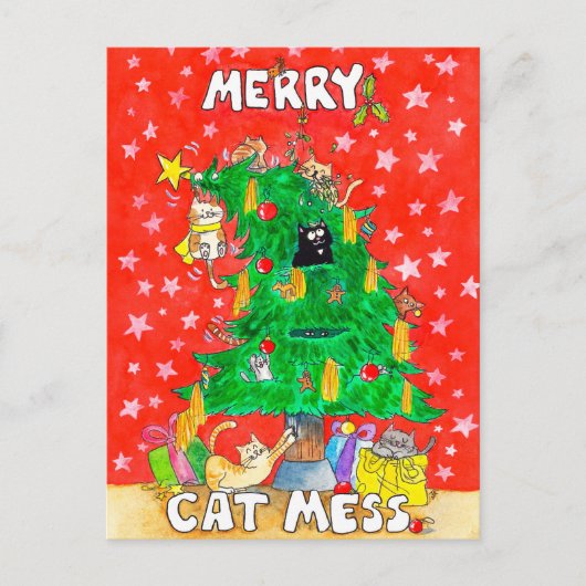 Funny Cat Christmas briefkaart (Voorkant)