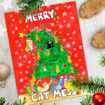 Funny Cat Christmas briefkaart<br><div class="desc">Ter nagedachtenis aan mijn twee katten. Iedereen die ooit een kat heeft gehad,  begrijpt de ware vreugde van kerstmis met onze vrienden.</div>