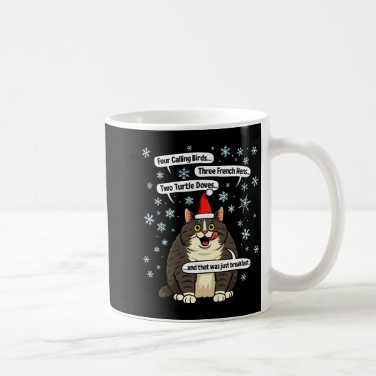 Funny Cat Christmas Carol Meme Merch Santa Hat Kit Koffiemok (Rechts)