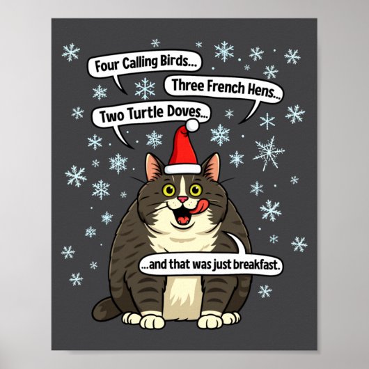 Funny Cat Christmas Carol Meme Merch Santa Hat Kit Poster (Voorkant)