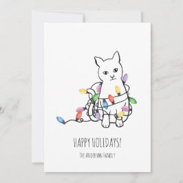 Funny Cat Christmas Holiday Card Feestdagenkaart