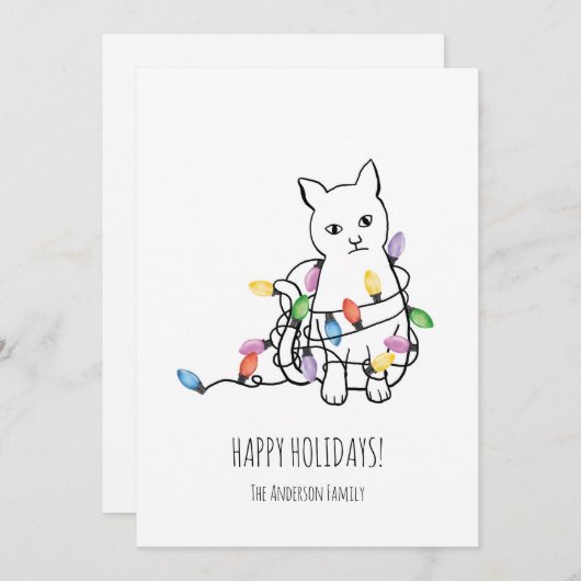 Funny Cat Christmas Holiday Card Feestdagenkaart (Voorkant / Achterkant)