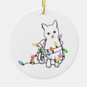 Funny Cat Christmas Holiday  Keramisch Ornament (Voorkant)