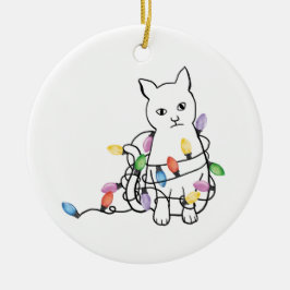 Funny Cat Christmas Holiday  Keramisch Ornament