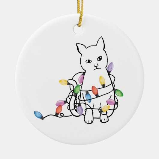 Funny Cat Christmas Holiday  Keramisch Ornament (Voorkant)