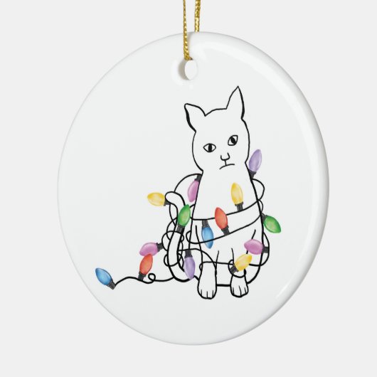 Funny Cat Christmas Holiday  Keramisch Ornament (Links)