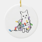 Funny Cat Christmas Holiday  Keramisch Ornament (Achterkant)