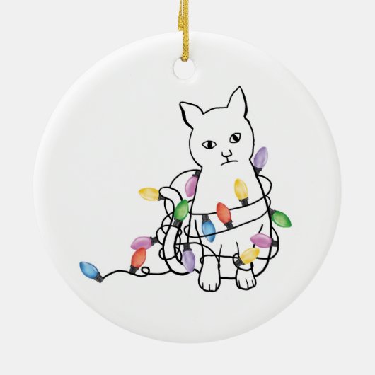 Funny Cat Christmas Holiday Keramisch Ornament (Achterkant)