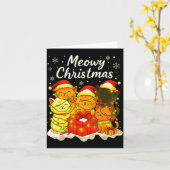 Funny Cat Christmas Holiday Xmas Santa Hat Meowy C Kaart (Gele Bloem)