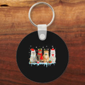 Funny Cat Christmas Lights Reindeer Santa Xmas Kit Sleutelhanger (Voorkant)