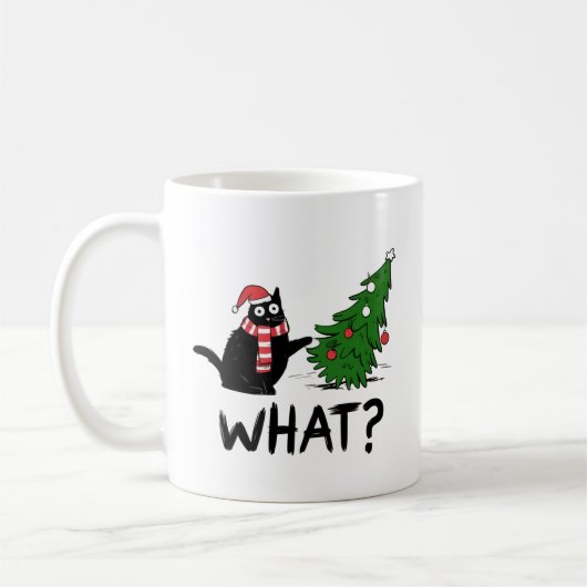 Funny Cat Christmas Mug – Cat Knocked Over Tree Koffiemok (Links)