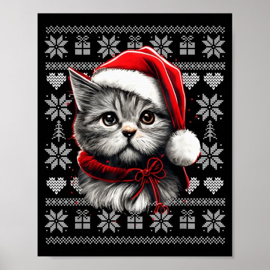 Funny Cat Christmas Shirts Men Women Cats Lover Ug Poster (Voorkant)