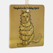 Funny Cat Christmas Tangled in Lights Keramisch Ornament (Rechts)
