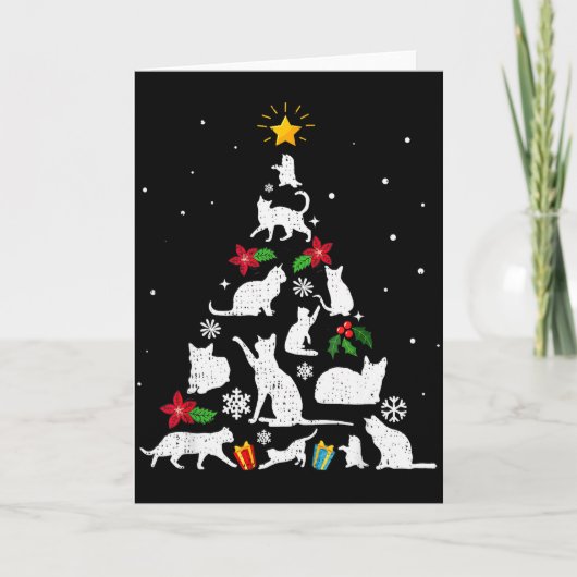 Funny Cat Christmas Tree For Men Women Kids  Kaart (Voorkant)