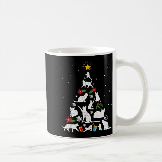 Funny Cat Christmas Tree For Men Women Kids  Koffiemok (Rechts)