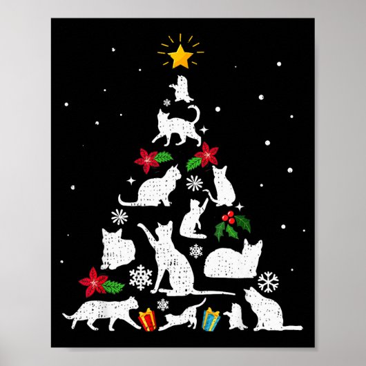 Funny Cat Christmas Tree For Men Women Kids  Poster (Voorkant)