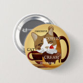 Funny Cat Coffee Cream Cupcake Button (Voorkant /achterkant)