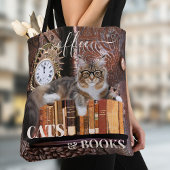 Funny Cat Coffee en Books Canvas tas